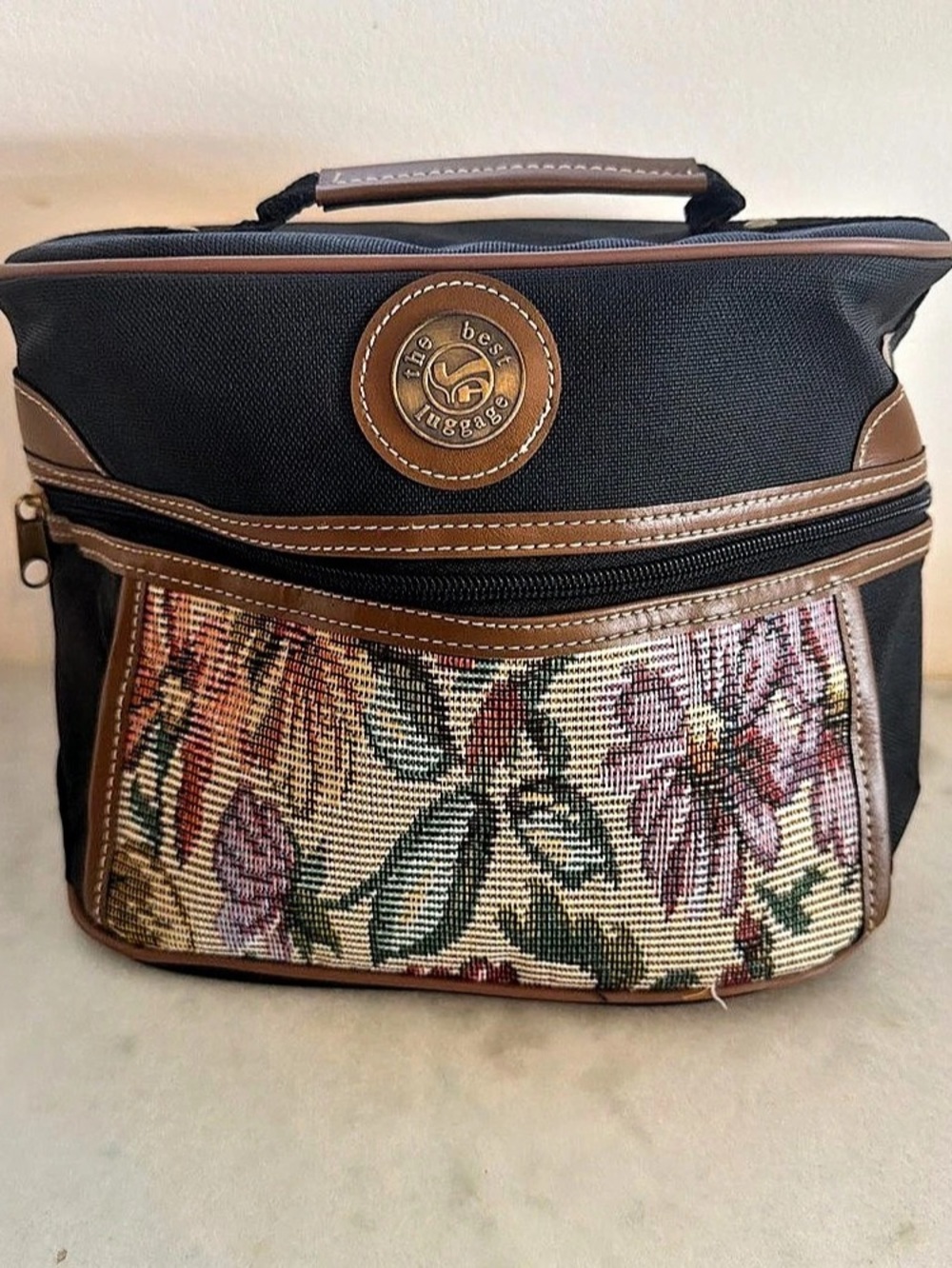 Vintage 90s Cottagecore Floral Tapestry Travel Cosmetic Bag by The Best Luggage